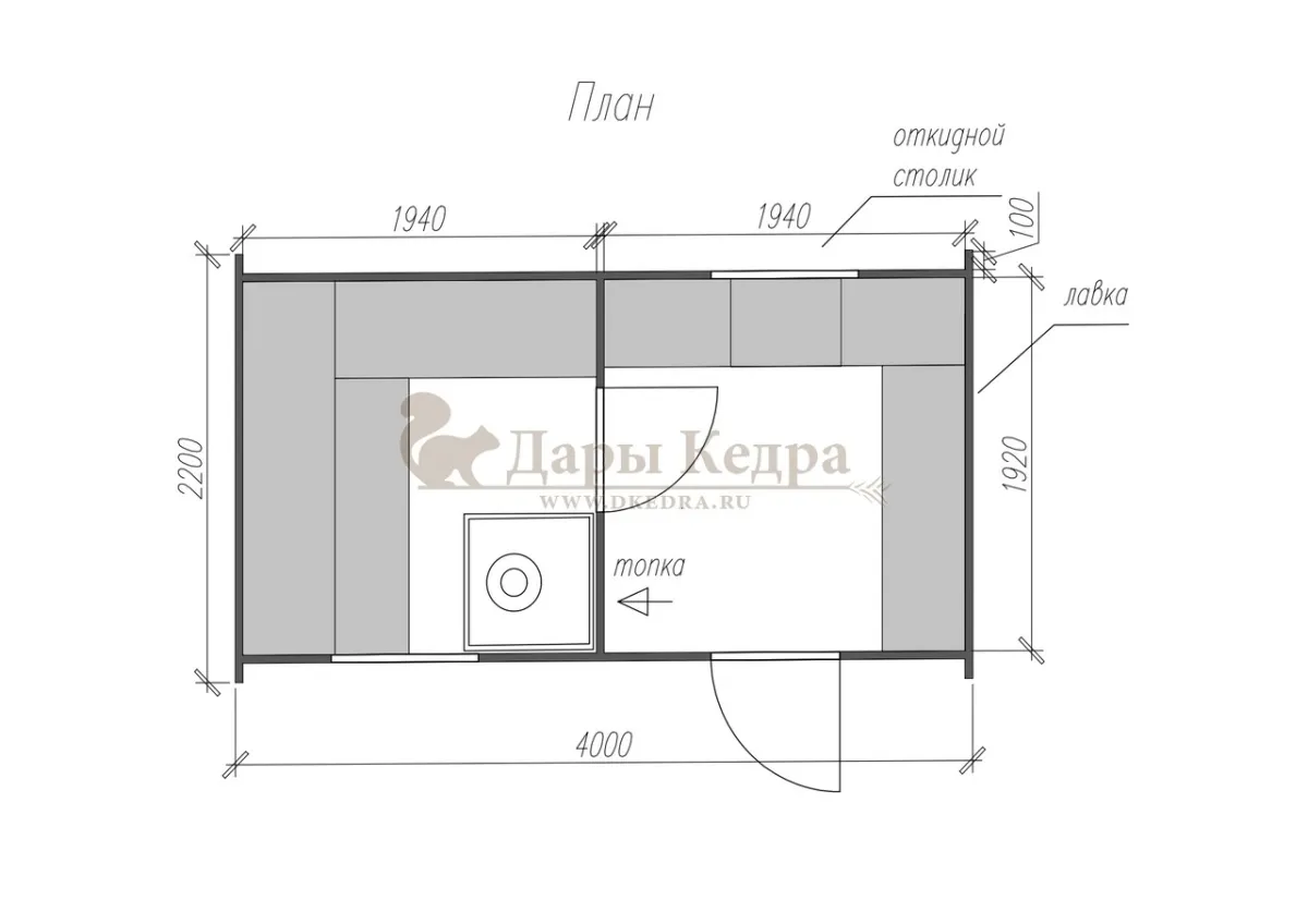 Баня-бочка «Танк» из кедра 4х2,2 метра